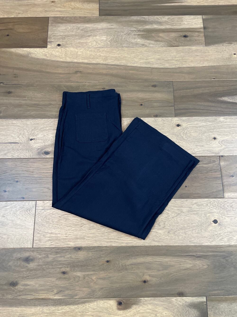 Haver + Blair Pants Size L Navy Wide Leg Tailored Flat Front Pocket Trousers